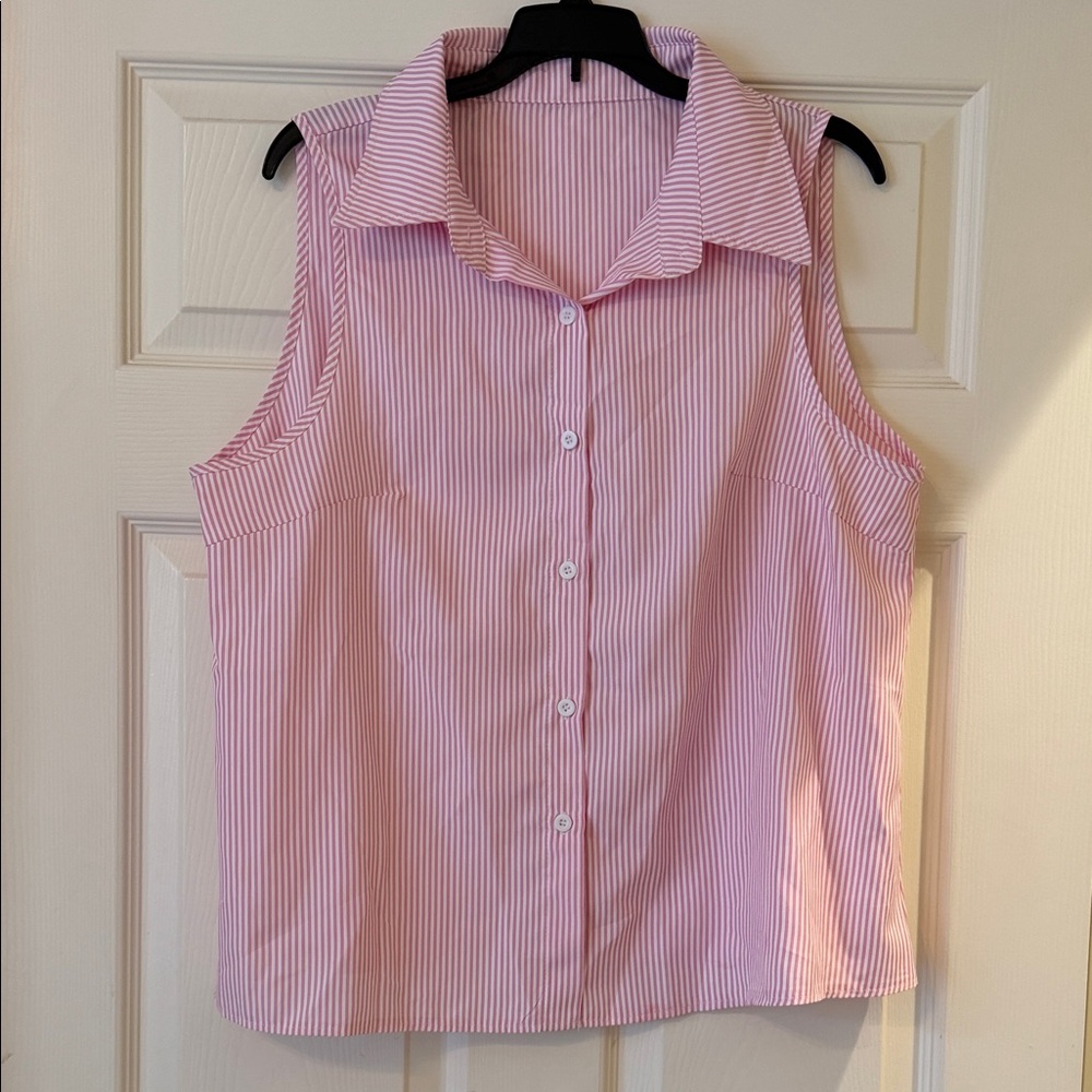 SHEIN Curve Pink Striped Sleeveless Women's Top